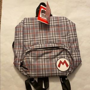 Small backpack for women: Super Mario plaid bag